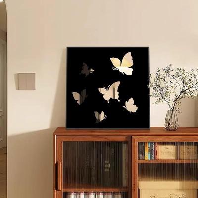 式复蝴蝶古镜面画法客厅装饰画玄关餐厅挂小众艺术画桌面镜al2024