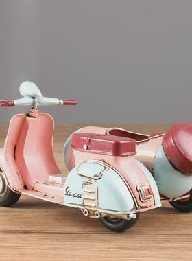 铁艺摩复吧古偏三轮摩托模型摆件挎斗车托车酒餐厅MTC46商场车装