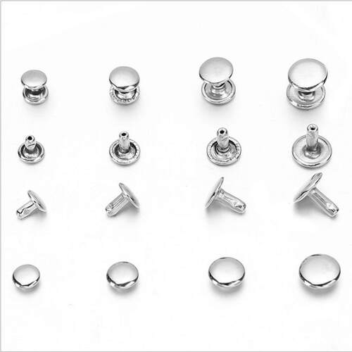 现货供铆AVA应双面撞钉扣银色铜铁包金属圆形平面钉服饰鞋子母帽