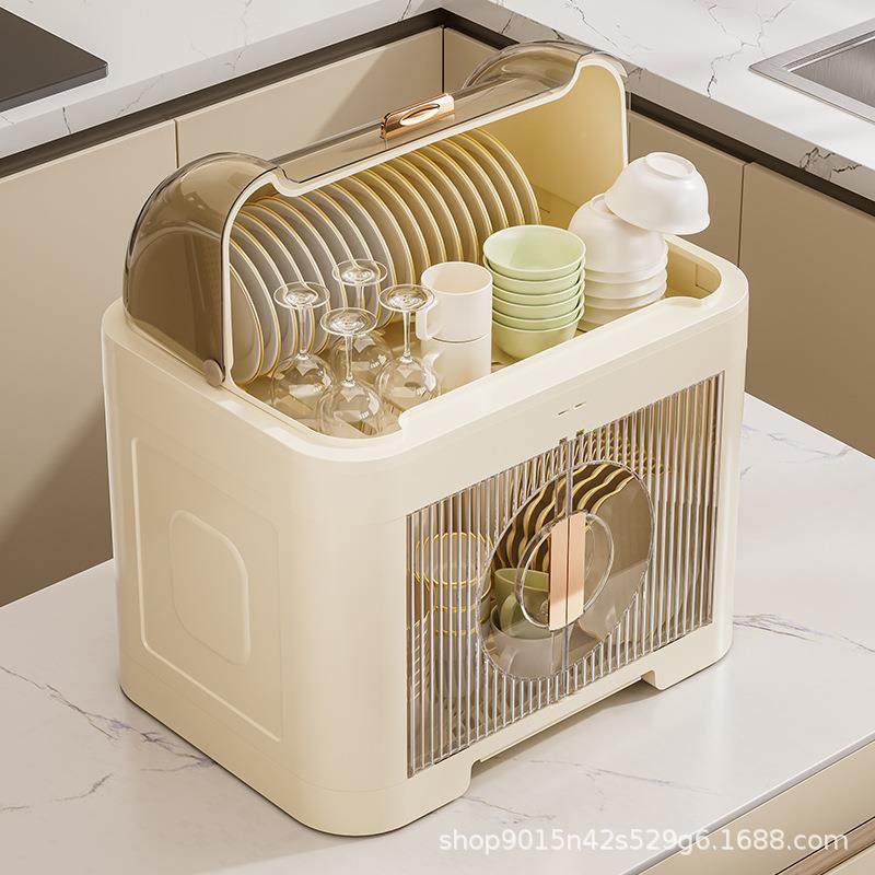 餐厨沥房双层碗台柜面碗筷收纳盒防虫防尘装具碟盘水收纳架置SKB