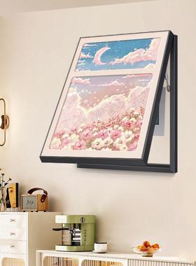 法式风电表箱装饰画粉色竖版奶月油亮抽SQ11052箱象花卉高级感电