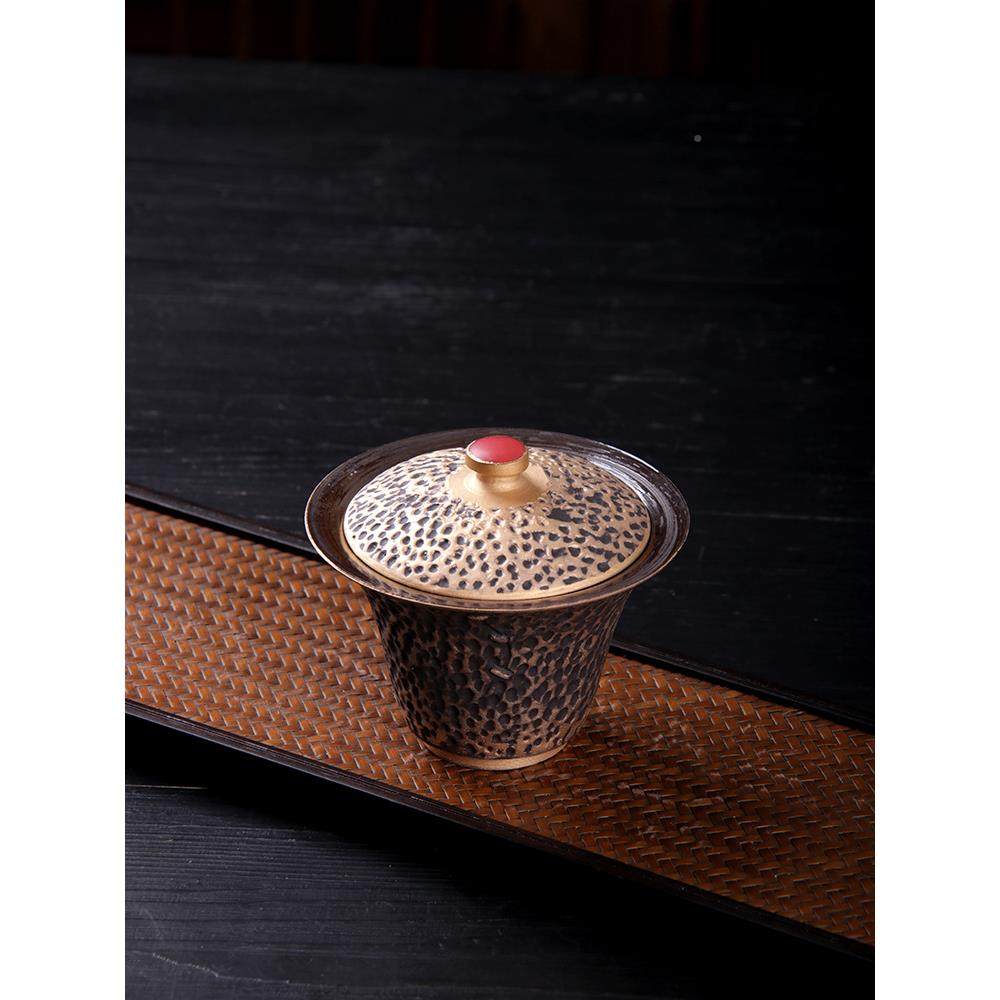 手作复古风粗陶金锔钉大号二才鎏盖碗中FQL陶瓷茶具鎏银式茶茶碗,标准件/零部件/工业耗材,车间地垫,淘宝优惠券,粉丝福利购,淘宝优惠卷