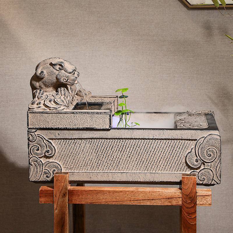 貔喷貅饰品假PDK山庭流水泉院盆景创意家居装饰厅办公室桌客面摆