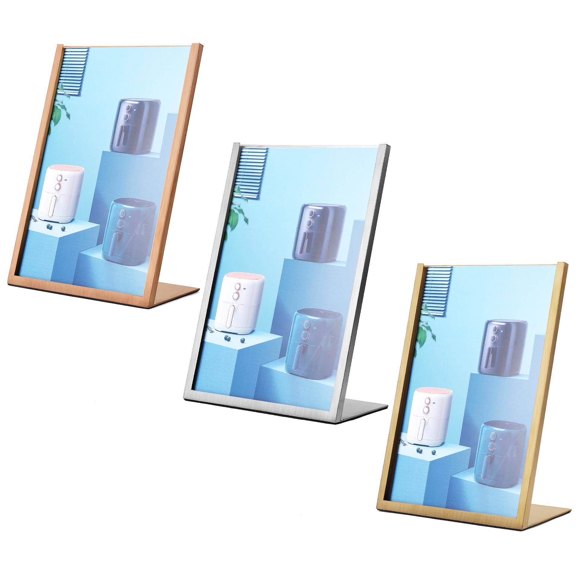 不锈钢牌创意广台告牌展示牌立式卡A4桌宣传牌面商场拉丝银色价格