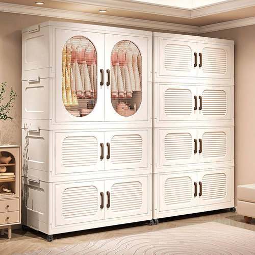 衣收纳柜物折叠大免面289宽简衣柜安装衣物鞋易柜多层塑料挂衣收