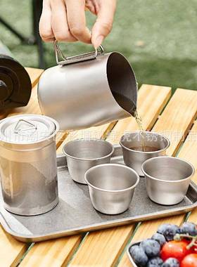 户钛化合金便携式行LH13704T快客茶具套装茶壶旅茶杯露营杯简约泡