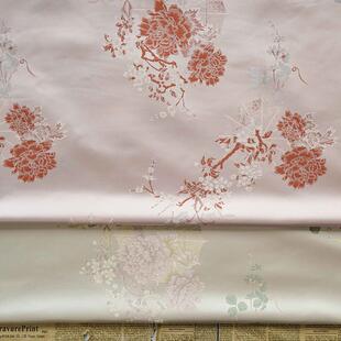 新国风伞花典缎面旗袍质感服袄饰提甲花布QYM-J3-4古马短色织垂坠