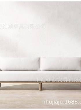 新实木布款艺沙发简约现LCK藤代阳露天庭院户外椅台沙发家具