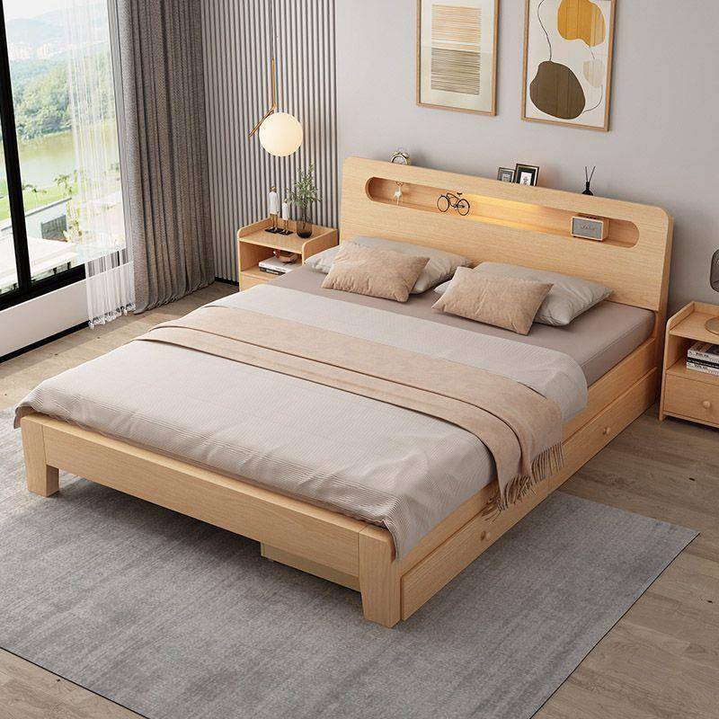 加实木床卧室家用1.床8米双人1米经济型出租房用5OMF1.2米单人床