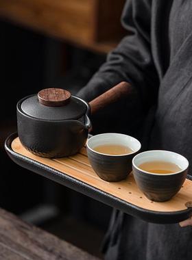 日杯式黑一壶二杯四家用旅行47627功夫茶具小套装侧把壶LOGO定陶