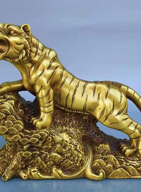 纯铜虎十二生肖老虎上山虎福虎家居客厅虎年客厅书房办公桌摆放