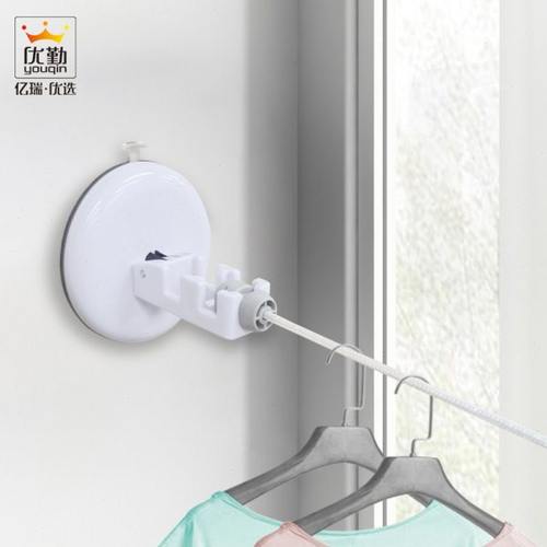 浴室隐形吸盘晾衣绳卫生间免打孔壁挂拉绳家用室内阳台伸缩晾衣架
