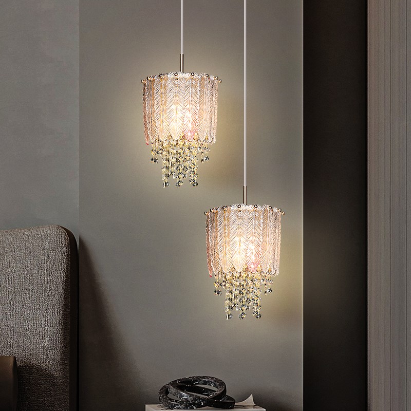 法式轻奢床头小吊灯高级感水晶卧室书房背景墙入户玄关.吧台吊线