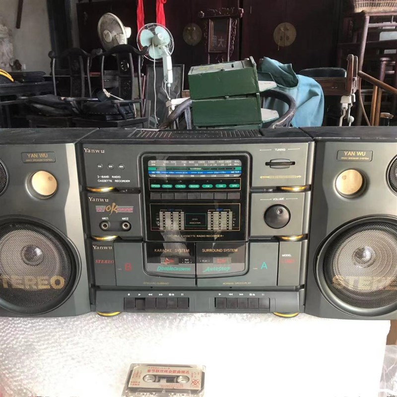 老式经典的怀旧双卡收录机u录音机复古磁带机卡带录音机完整可使