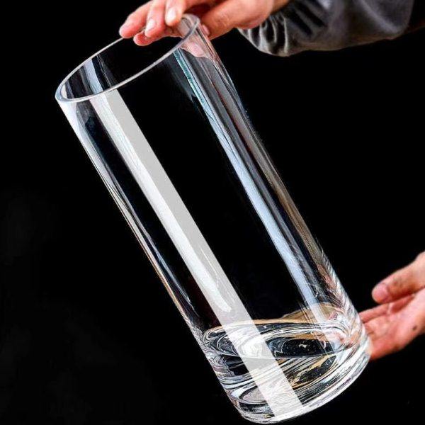 龟背竹春羽专用水培花瓶容器透明玻璃花瓶插花瓶圆柱形高透描金