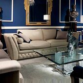 米色拉扣沙发 客厅软包沙发 后现代多人沙发定制 三人沙发 欧式