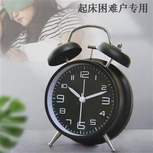 超大声音闹钟夜光床头静音学生用闹铃创J意简约卧W室可爱小闹钟儿