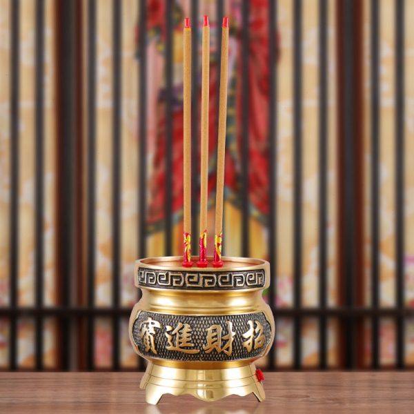 插电香炉 财神电子蜡烛 纯铜家用电香烧香招财灯烛香烛带烛台灯