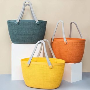 洗澡篮子手提野餐篮塑料买菜篮加厚耐用提菜篮子大号脏衣篮洗衣篮