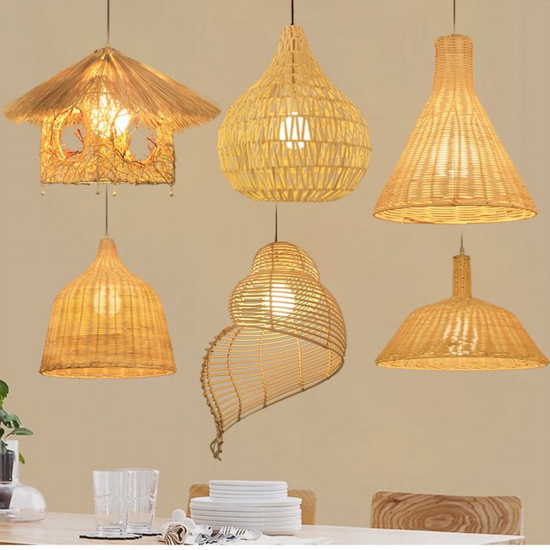 手工藤艺藤编吊灯东南亚田园饭店灯笼咖啡店会所茶U楼民宿鸟巢吊