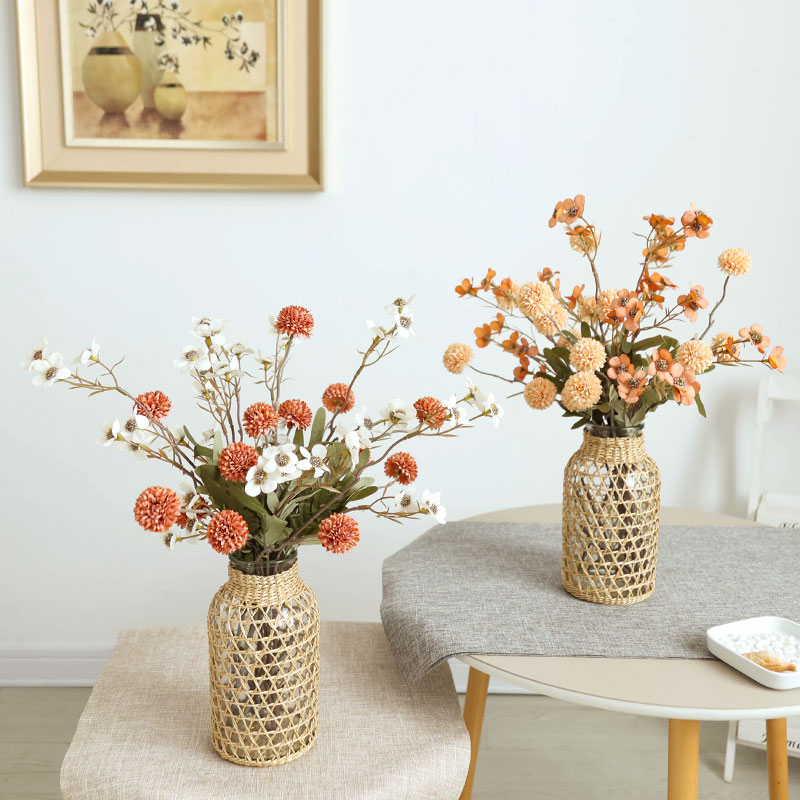 初若安然田园小苏梅假花彷真花B花艺摆件客厅餐桌花摆花干花摆设