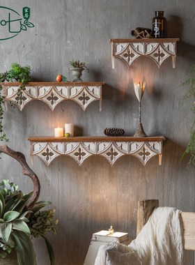 民宿客厅装饰墙架复古风拍摄道具美式做旧餐厅置T物架咖啡厅背景