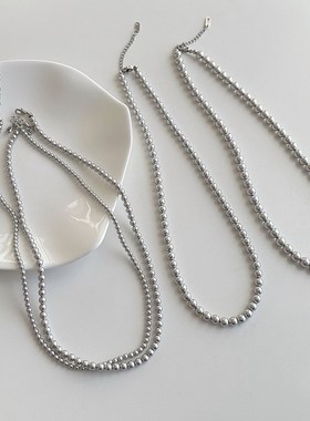 真多麻灰色珍珠项链轻奢高级贝珠叠戴时髦休闲锁骨链女高级感百搭