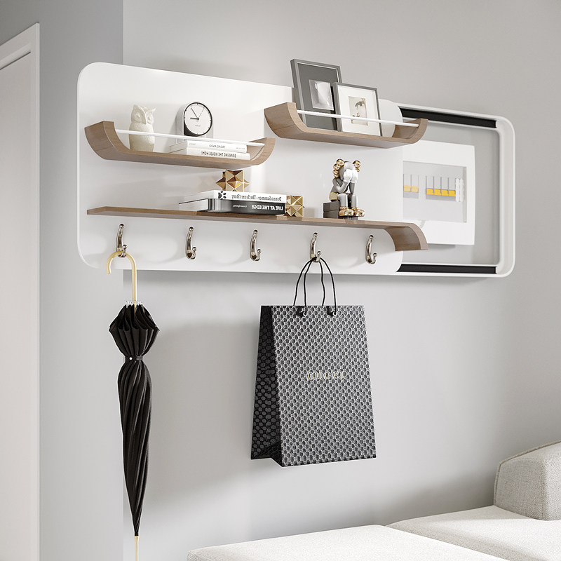 电表箱遮挡装饰画现代简约多功能配电箱实木挂衣架玄关置物架壁挂