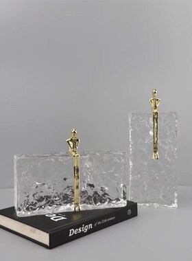 现代简约水晶冰纹j砖墙金色人物摆件客厅玄关电视柜样板房家居装