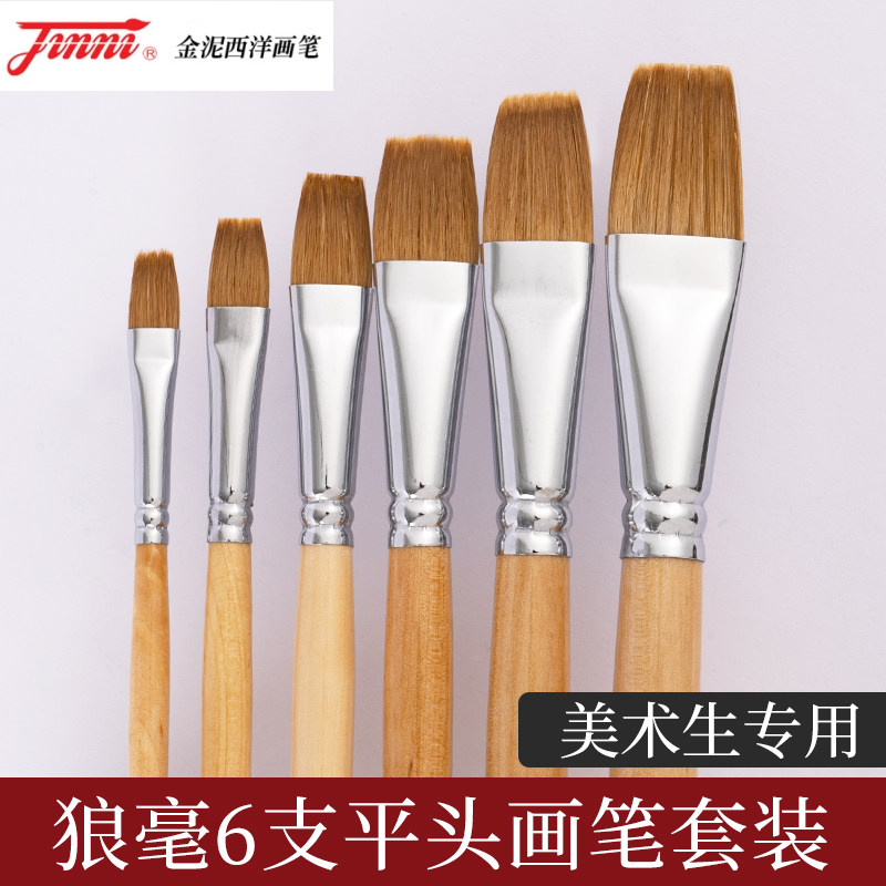 金泥水粉笔画笔套装油画丙烯排笔平头笔美术生专用狼毫颜料儿童笔图片