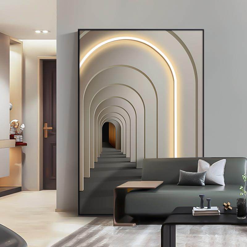 2Fled灯画入户玄关装饰画简约竖版客厅走廊落地壁画空间延伸感挂