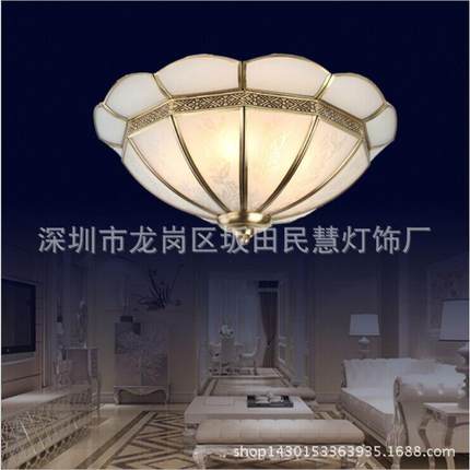 供应LED全铜焊锡灯欧式全铜吸顶灯全铜玻璃吸顶灯