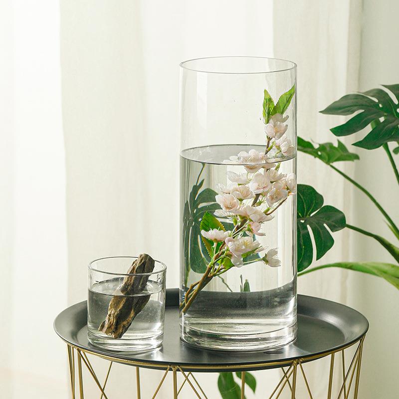 包邮特大号玻璃花瓶透明水养富贵竹花瓶轻奢客厅家用长筒插花瓶
