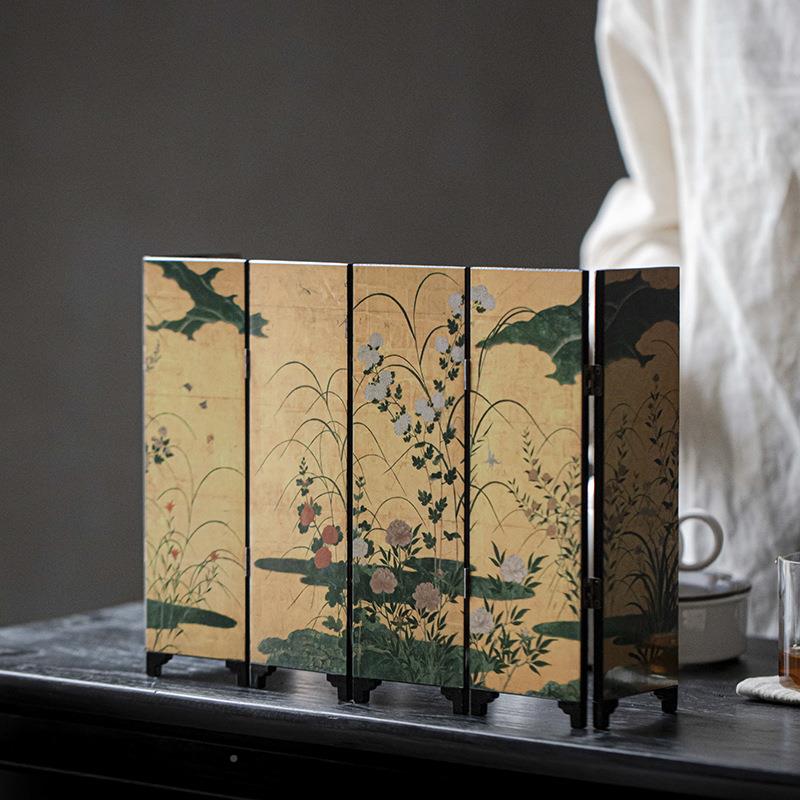 ysn-pf宜器室茶话茶空间茶桌小屏风复件中国风古茶台漆摆件茶摆道