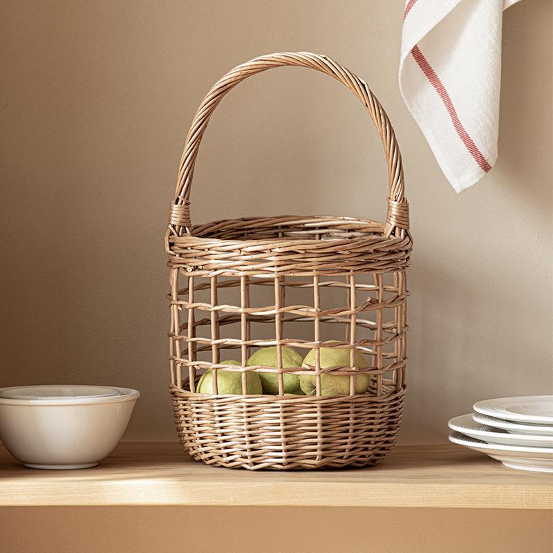 特色手艺编织工收纳藤柳编竹GDW篮编水编果篮手提篮子法式插花鲜