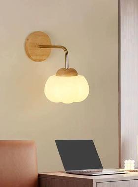 ins开壁灯卧室瓜床头壁灯拉绳53105关北欧南奶油风主卧壁灯楼梯风