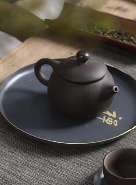 淘茶瓷CP200730紫铜禅字干泡盘盘家用干泡八茶台长约方型圆形简茶