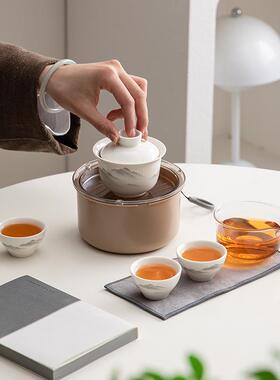 便携旅行茶具套户外随盖碗快客杯身泡茶壶茶式杯收纳77771包礼品l
