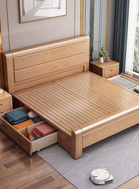 工厂直销人主卧原木厚加榉木实木床1.8米双米5单ESO人床2米x12米