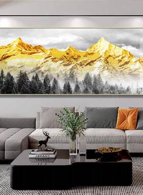 轻山奢背靠金客厅装饰画整HWW幅高端大气沙背墙壁发画晶瓷挂画现