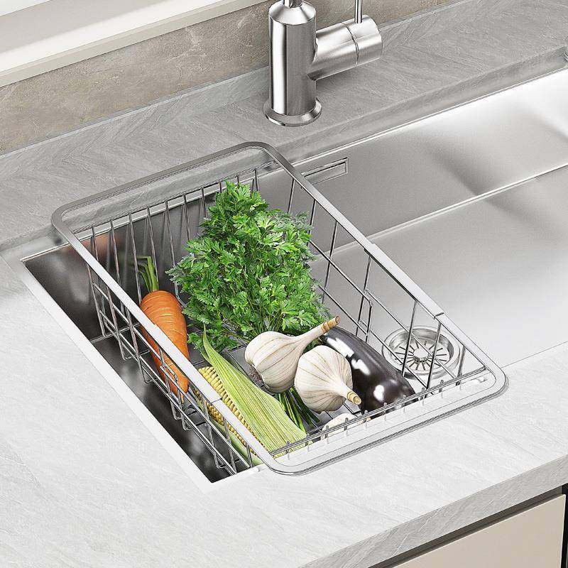 304不锈钢水水槽沥水篮水沥池碗盘K-1029架伸缩碗碟水架厨房滤可K