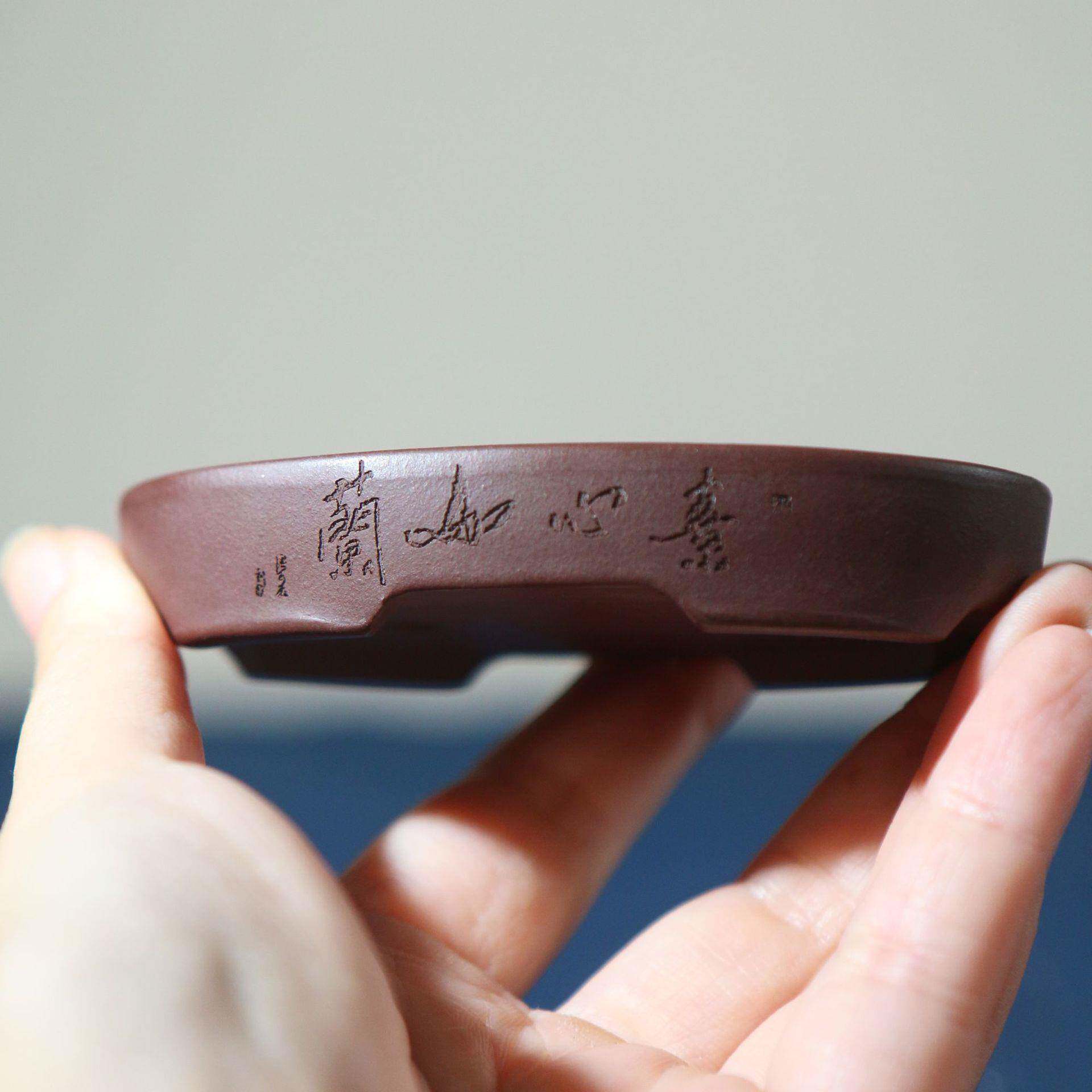 紫花盆微型可景tb-97836砂盆小盆盆手工盆张磊名家盆刻绘迷你掌上