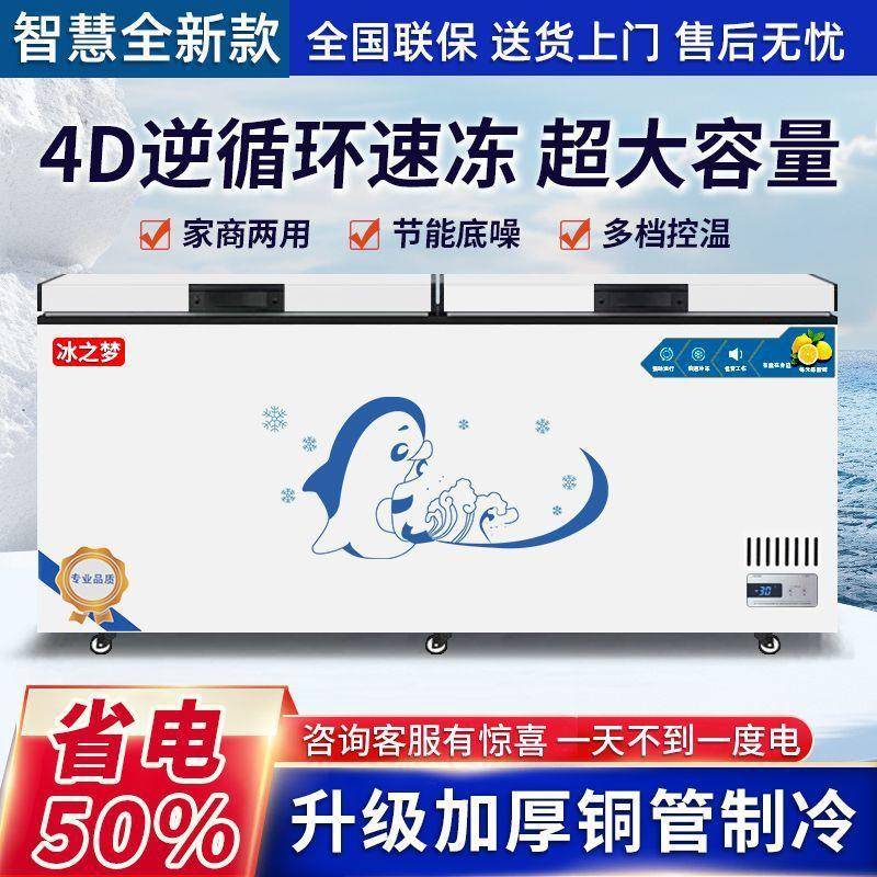 冰柜式商用容量全冷藏全冷冻单温大双温两用497铜柜管卧冰家用速