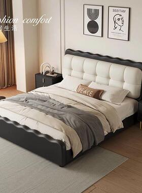 法式复双古黑色泡芙床云朵主XZW床漪现代简约卧涟床网红软包人床