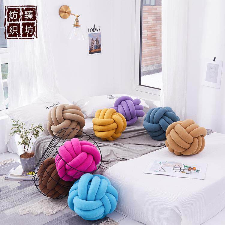 新款M19013丹麦球抱枕异形枕打结球纯手芯工制枕头抱含靠垫彩色作,居家布艺,抱枕被,淘宝优惠券,粉丝福利购,淘宝优惠卷