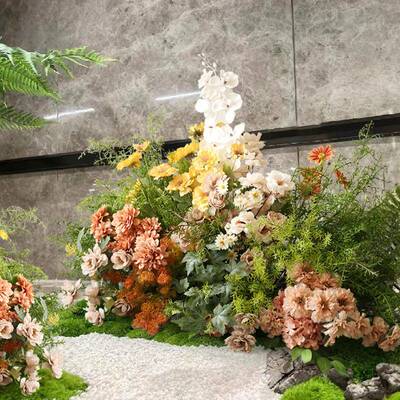 HL-435森系植花艺布绿置插花酒餐厅背景墙地饰挂花服装店橱窗造景