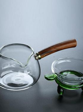 旧望格侧把木把道滤杯玻BBE璃大号茶海公茶具茶器茶漏分茶滤过网