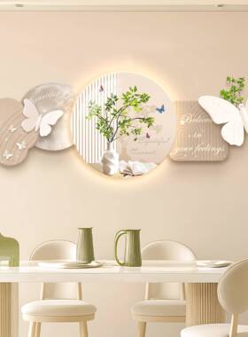 奶油风餐厅画装饰画发光餐桌边挂柜欧饭DK3-X1厅创意灯北画