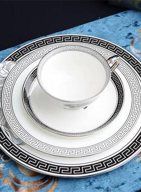 北欧骨餐具瓷8寸西餐咖啡具家用10寸浅盘盘大盘圆80431形摆平台盘