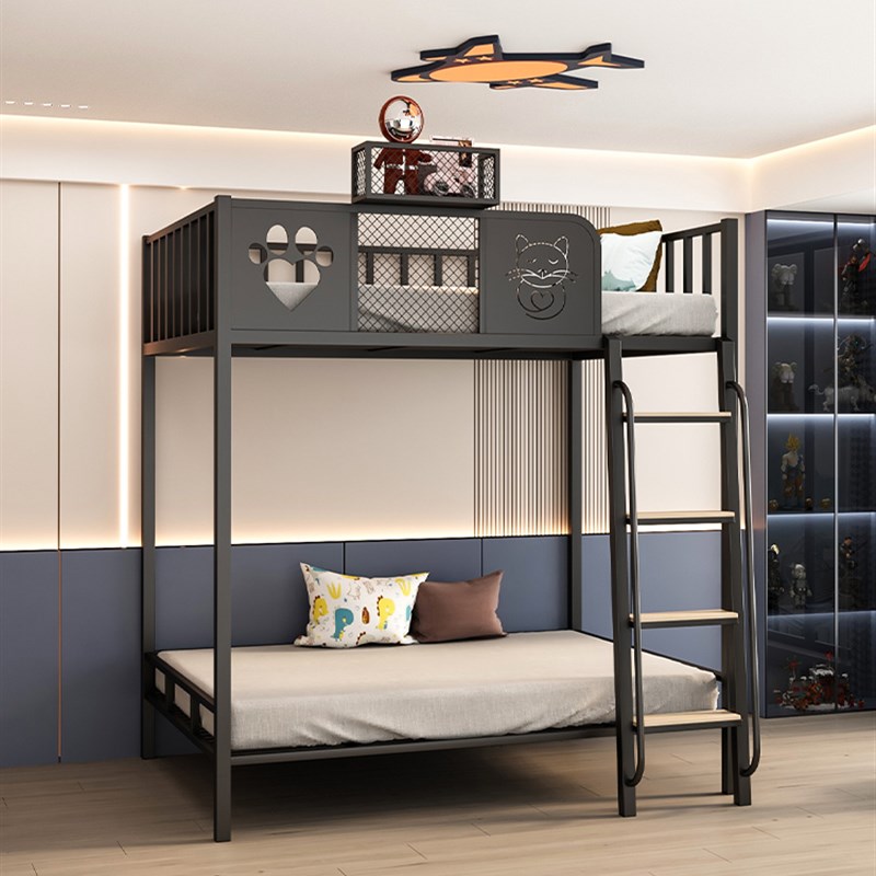 铁艺高架床单上层成人儿童双层床阁楼省空间上下U铺铁架床滑梯床